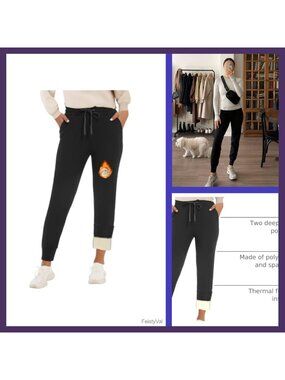 Sherpa Lined Fleece Sweatpants Joggers High Rise Drawstring Pockets